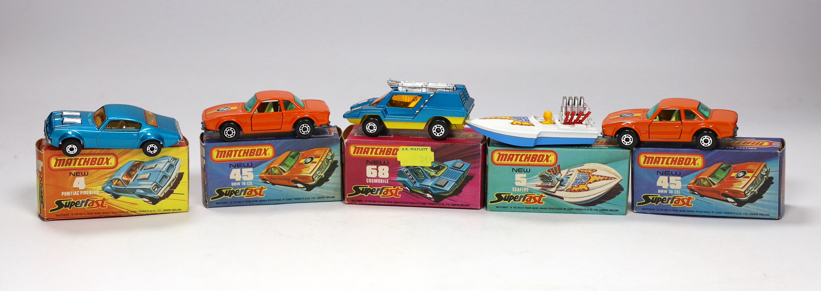 Ten boxed Matchbox Superfast 1-75 New series diecast vehicles